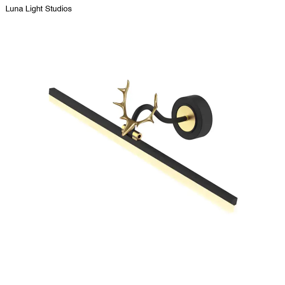 Modern black linear deer vanity light warm white bathroom lamp