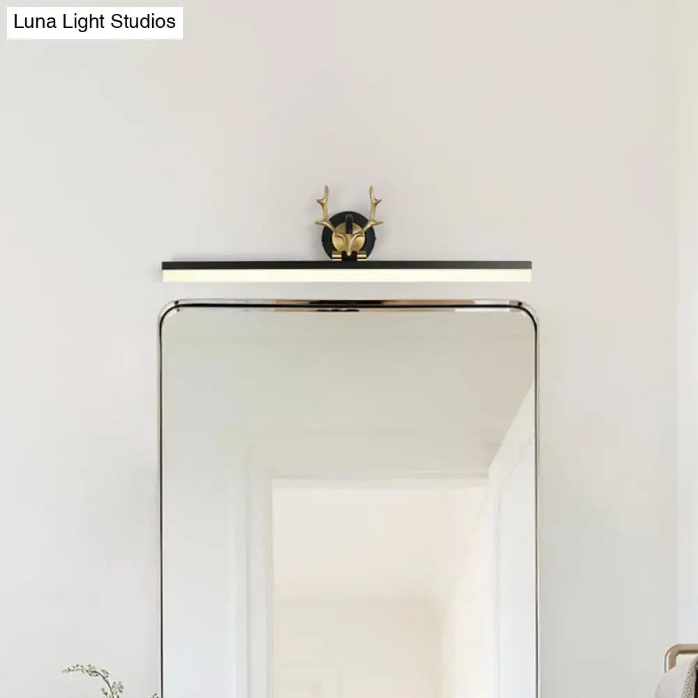 Modern black linear deer vanity light warm white bathroom lamp