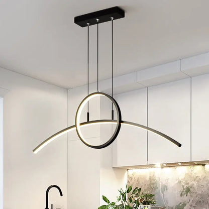 Modern black linear design led light fixture for dining room