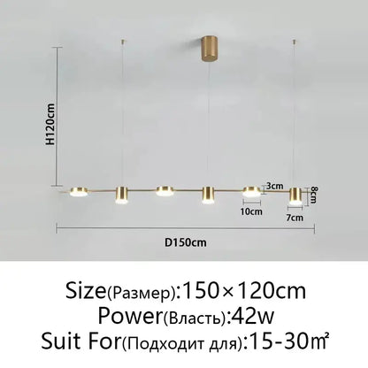 Modern black linear dimmable led ceiling chandelier dining room