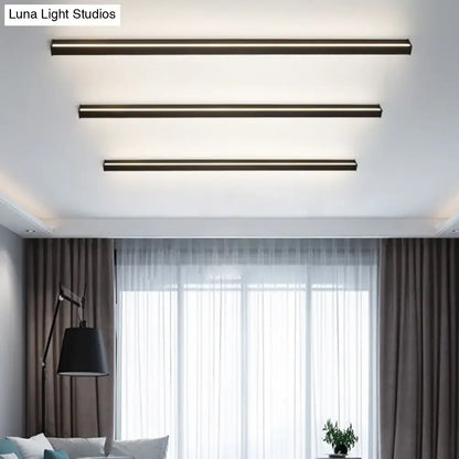 Modern black linear flush mount wall sconce – hallway light