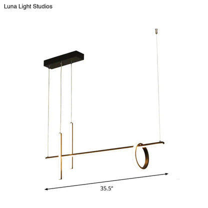 DecorBites™ Modern Black Linear Island LED Pendant Light with Dual Lines and Ring