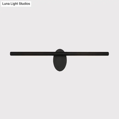 Modern black linear led wall light bathroom sconce with oval plate