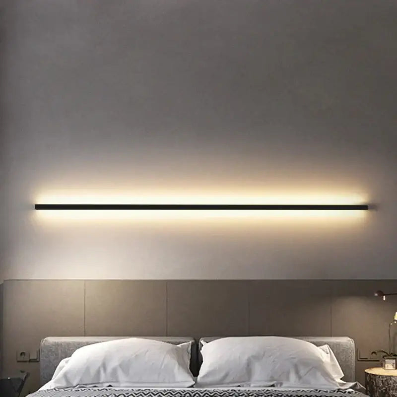 Modern black linear led wall lights dimming – bedroom sconce
