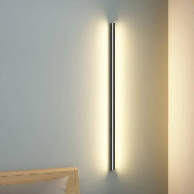 Modern black linear led wall lights dimming – bedroom sconce