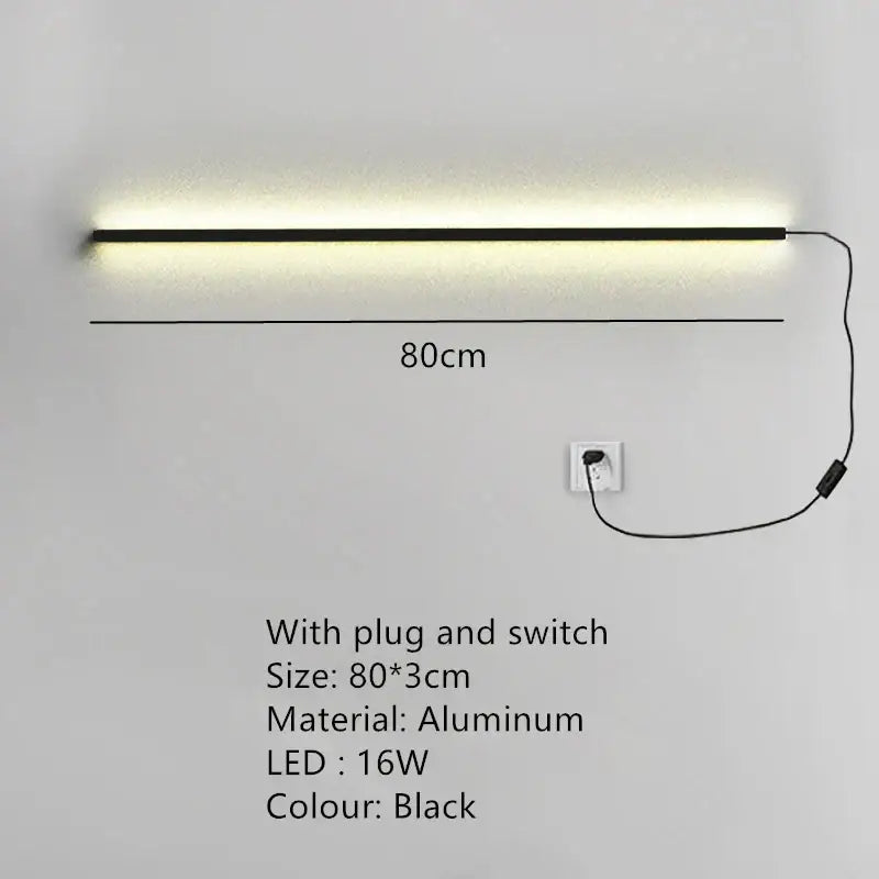 Modern black linear led wall lights dimming – bedroom sconce