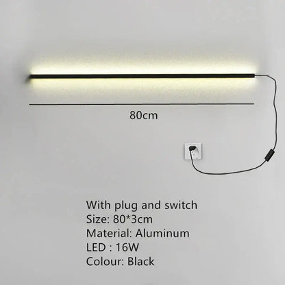 Modern black linear led wall lights dimming – bedroom sconce