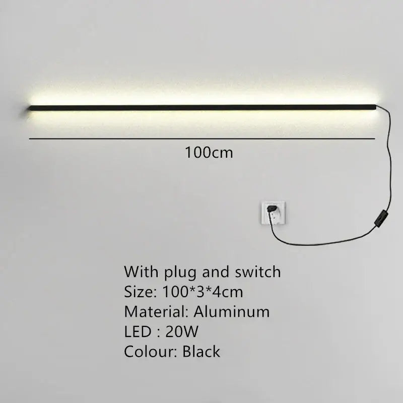Modern black linear led wall lights dimming – bedroom sconce