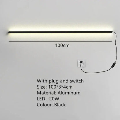 Modern black linear led wall lights dimming – bedroom sconce