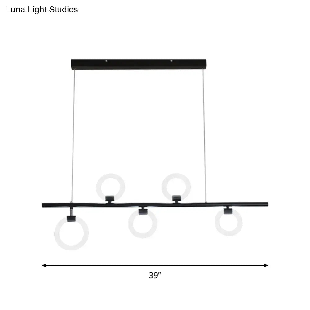 Modern black linear metallic chandelier dining room light fixture