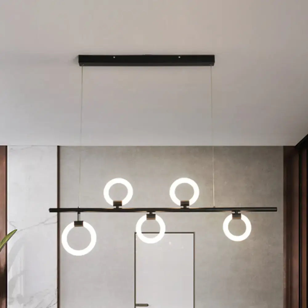 Modern black linear metallic chandelier dining room light fixture