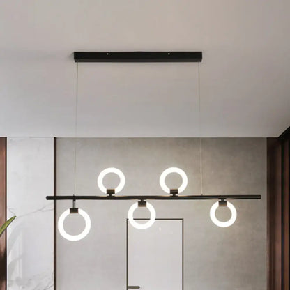 Modern black linear metallic chandelier dining room light fixture