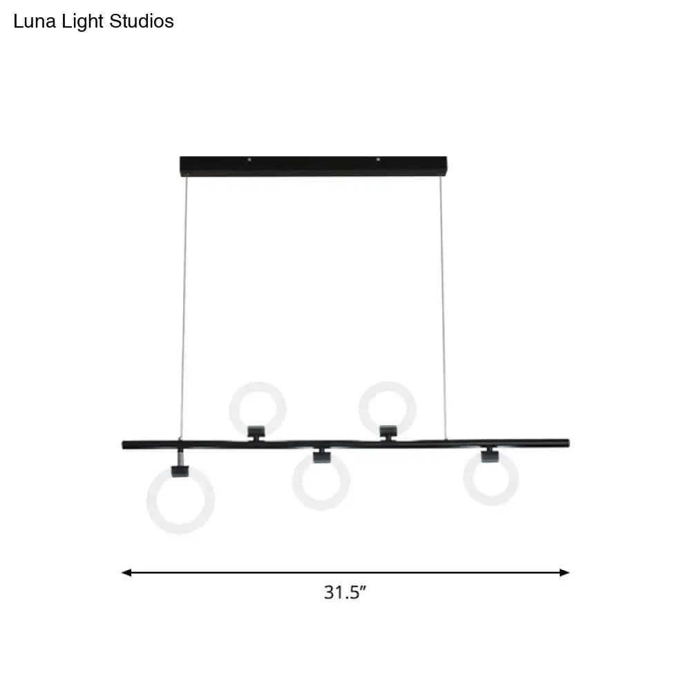 Modern black linear metallic chandelier dining room light fixture