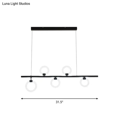 Modern black linear metallic chandelier dining room light fixture