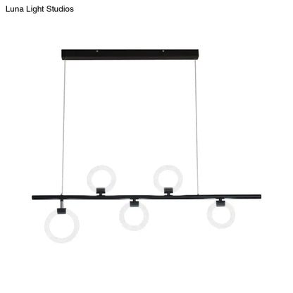 Modern black linear metallic chandelier dining room light fixture