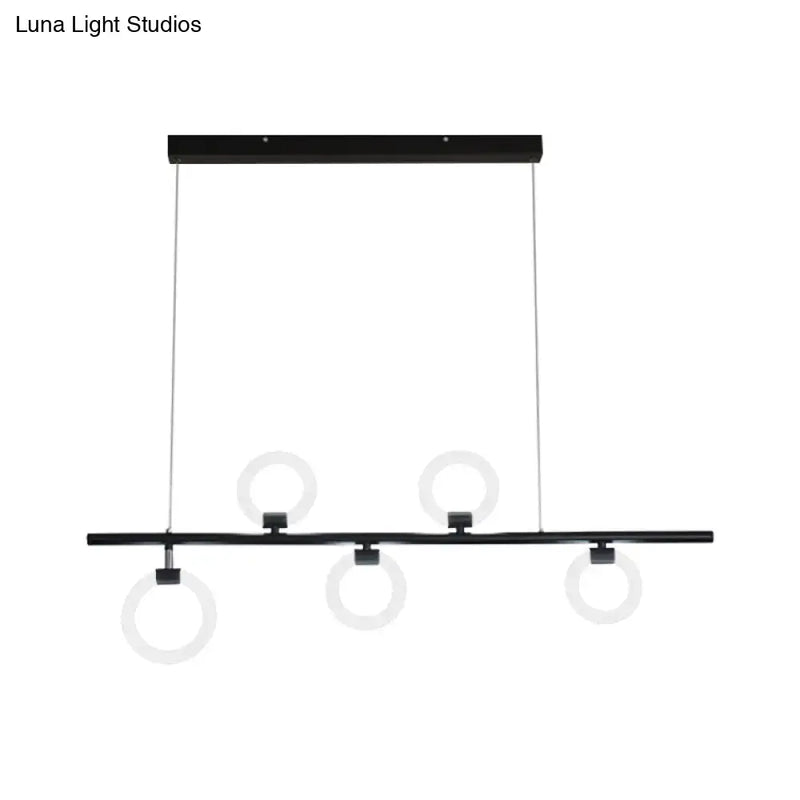 Modern black linear metallic chandelier dining room light fixture
