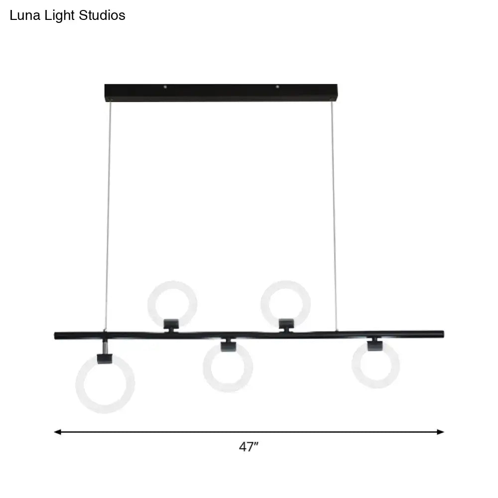 Modern black linear metallic chandelier dining room light fixture
