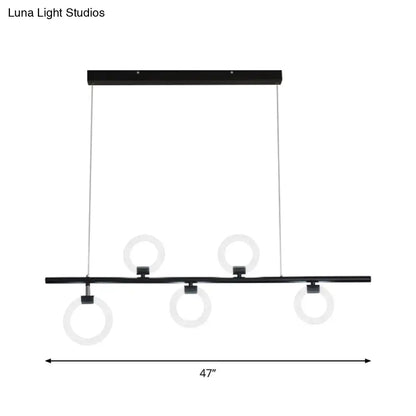 Modern black linear metallic chandelier dining room light fixture