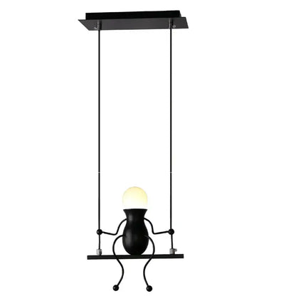 Modern black little man led wall light bedroom figurine sconce