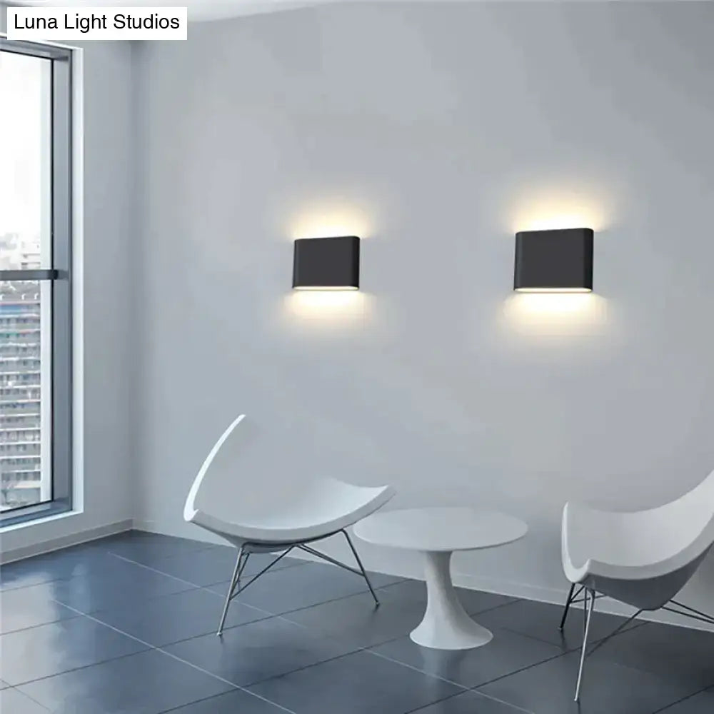 Modern black luna outdoor wall light warm led patio lamp