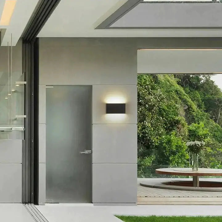 Modern black luna outdoor wall light warm led patio lamp