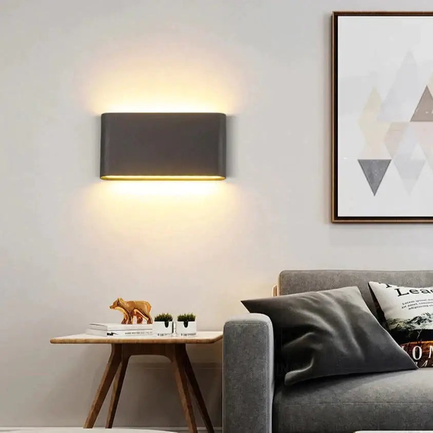 Modern black luna outdoor wall light warm led patio lamp