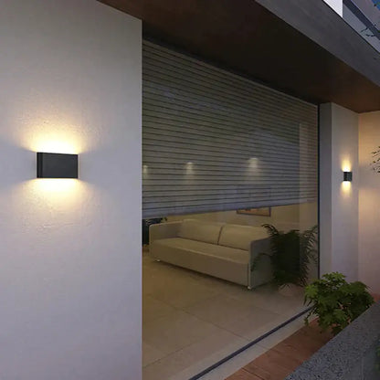 Modern black luna outdoor wall light warm led patio lamp