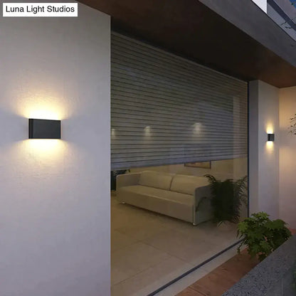 Modern black luna outdoor wall light warm led patio lamp