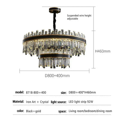 Modern black luxury crystal chandelier – dining room led light