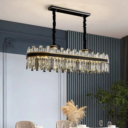 Modern black luxury crystal chandelier – dining room led light
