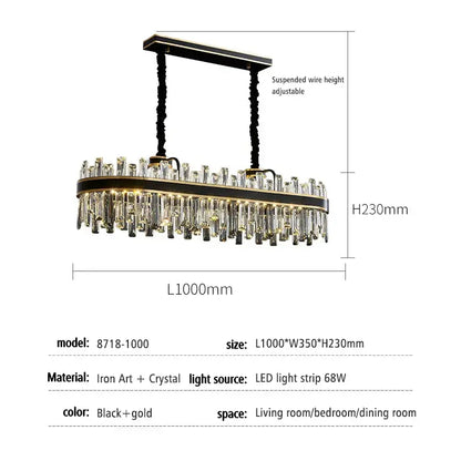 Modern black luxury crystal chandelier – dining room led light
