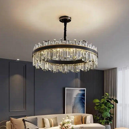 Modern black luxury crystal chandelier – dining room led light