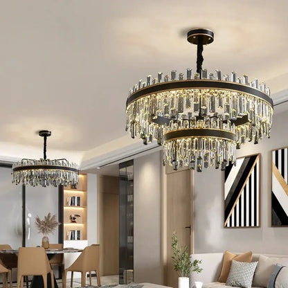 Modern black luxury crystal chandelier – dining room led light