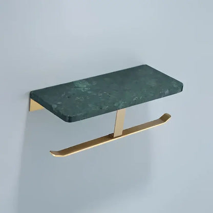 Modern black marble & gold double toilet paper holder bathroom shelf