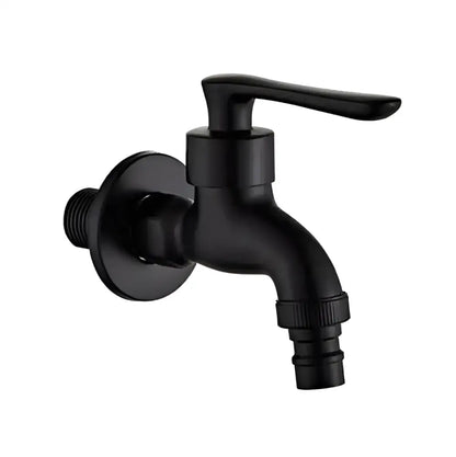Modern black matte bathroom corner faucet with hose connector