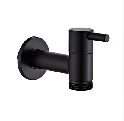 Modern black matte bathroom corner faucet with hose connector