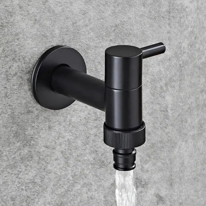 Modern black matte bathroom corner faucet with hose connector