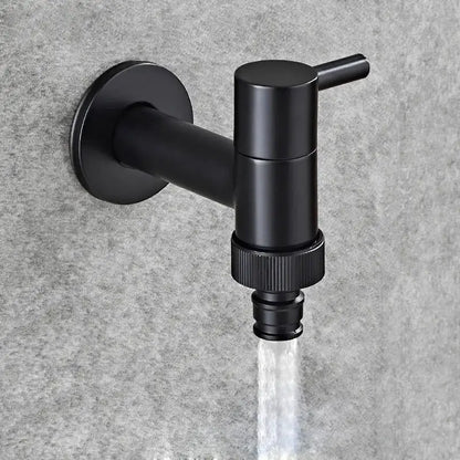 Modern black matte bathroom corner faucet with hose connector