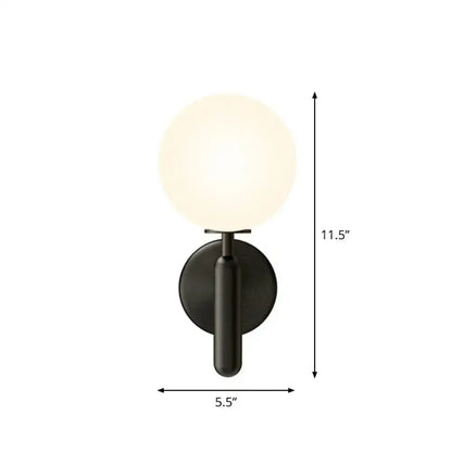 Modern black matte glass globe wall sconce stairs lighting
