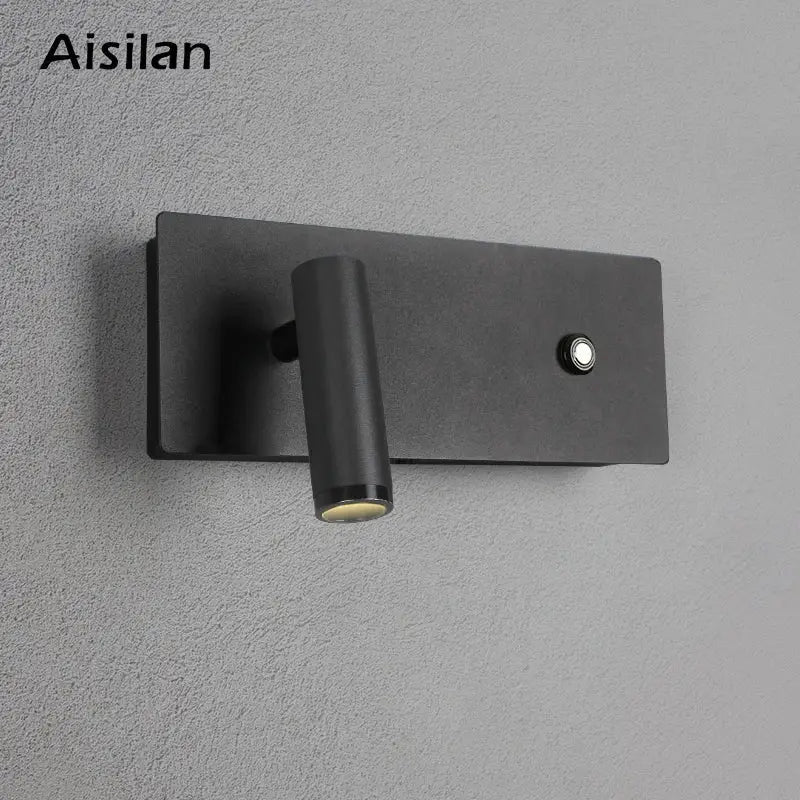 Modern black matte led wall sconce bedroom reading light