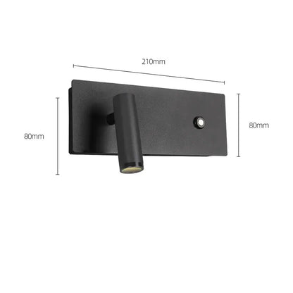 Modern black matte led wall sconce bedroom reading light
