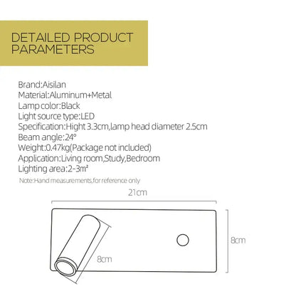 Modern black matte led wall sconce bedroom reading light