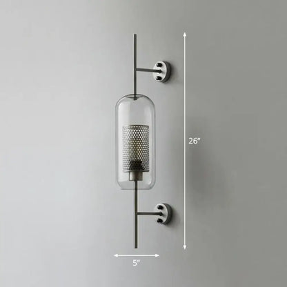 Modern black mesh wall mount lamp bedroom glass sconce