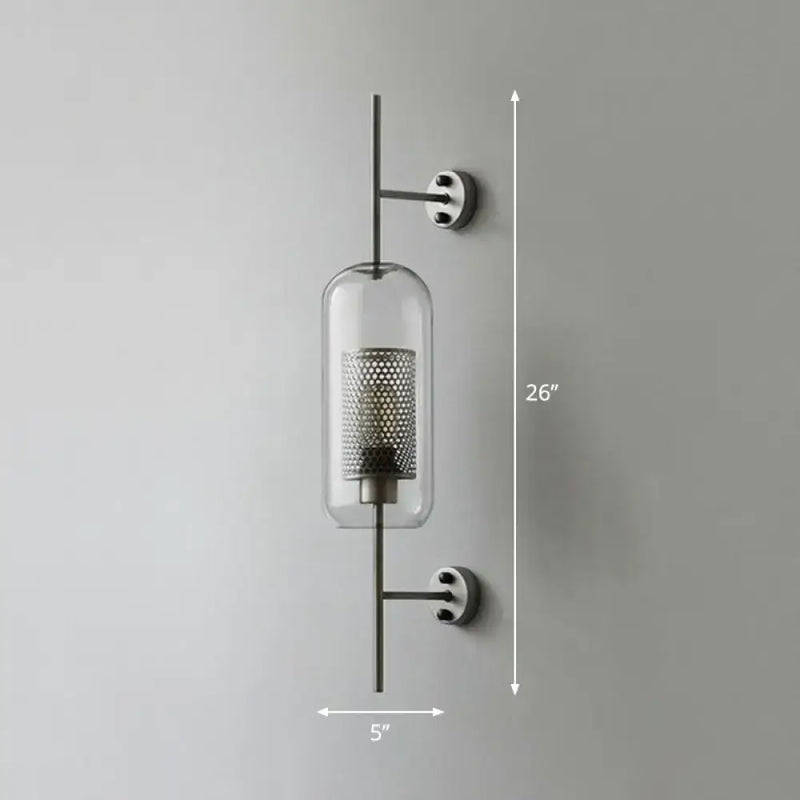 Modern black mesh wall mount lamp bedroom glass sconce