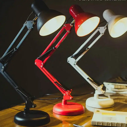 Modern black metal adjustable swing arm desk lamp bedroom office