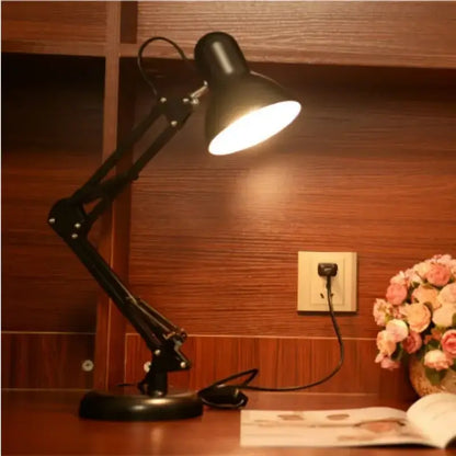 Modern black metal adjustable swing arm desk lamp bedroom office
