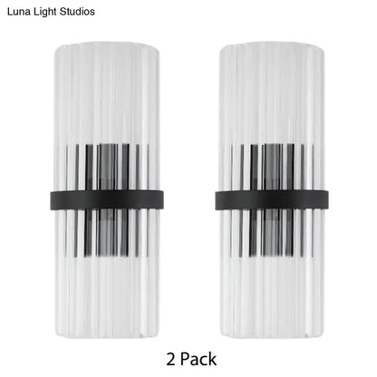 Modern black metal and crystal pipe wall sconce for dining room e12 e14
