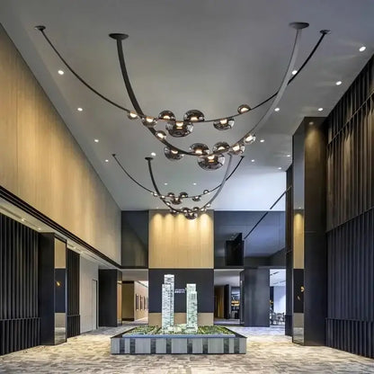 Modern black metal chandelier pendant light living room globe glass