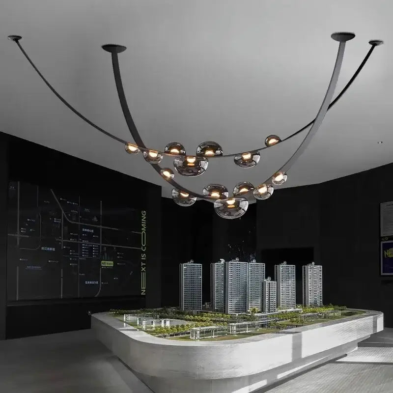Modern black metal chandelier pendant light living room globe glass