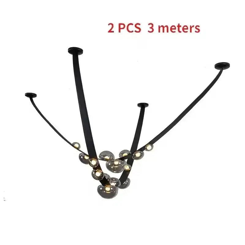 Modern black metal chandelier pendant light living room globe glass